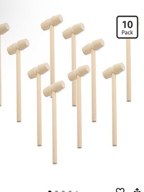 Wooden Mallet Set - Dessert Break Chocolate Seafood Mallets Natural Wood 10-Pack